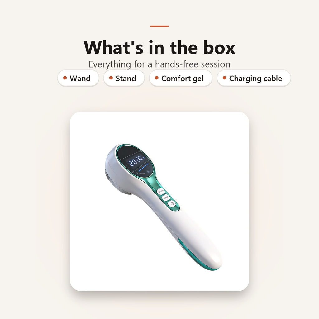 In the box: wand, stand, comfort gel and charging cable