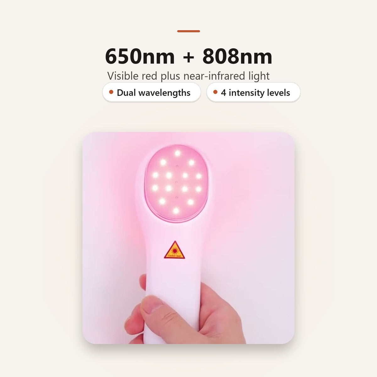 650nm red plus 808nm near-infrared light, four intensity levels